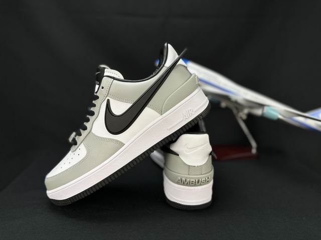 Cheap Nike Air Force 1 Grey White Black Big Swoosh Shoes Men and Women-14